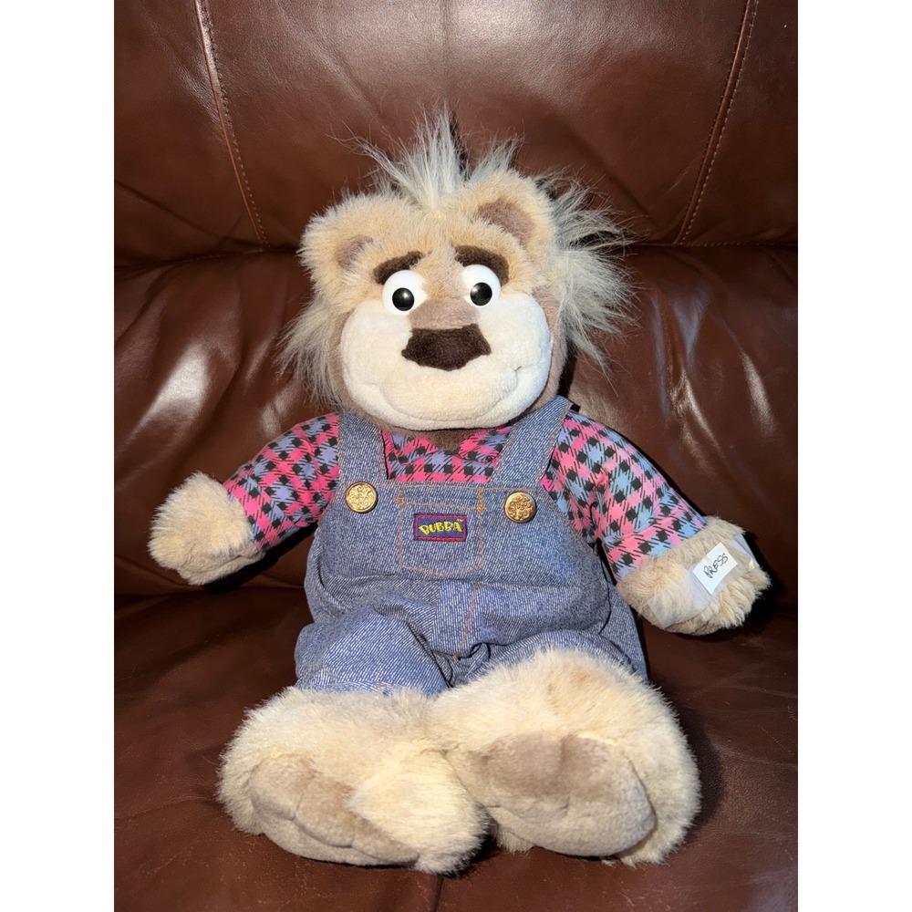 Vintage Bubba Talking Plush in‎ Denim Overalls Pink Checkered Shirt 90s Toy